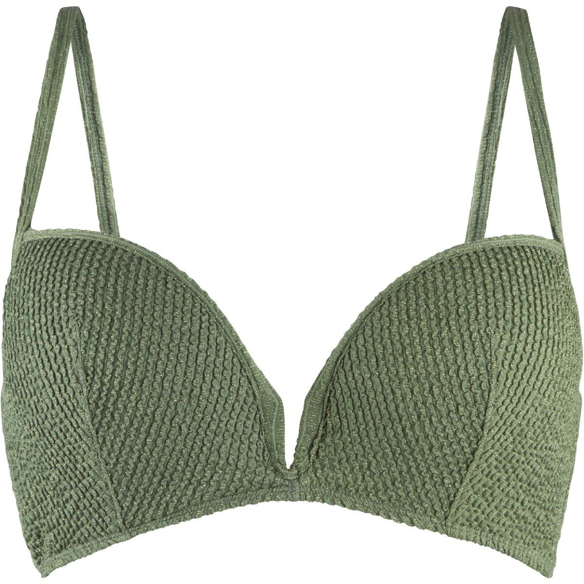 Schimmerndes texturiertes Plunge-Bikini-Top