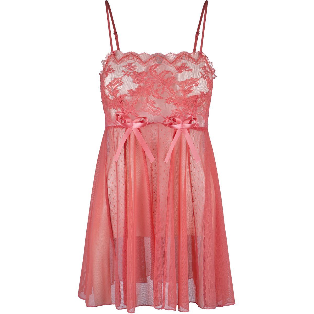 Babydoll aus Spitze und gepunktetem Mesh
