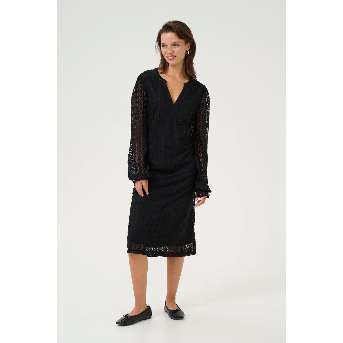 Midi-Spitzenkleid in A-Linie