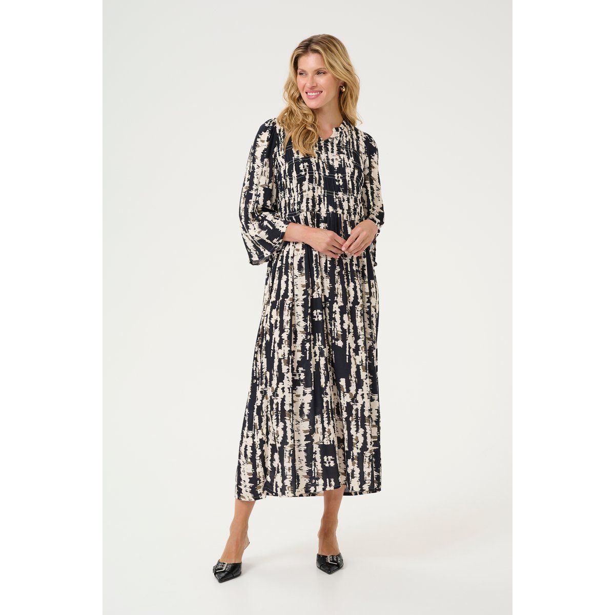 Maxikleid mit abstraktem Grafik-Print
