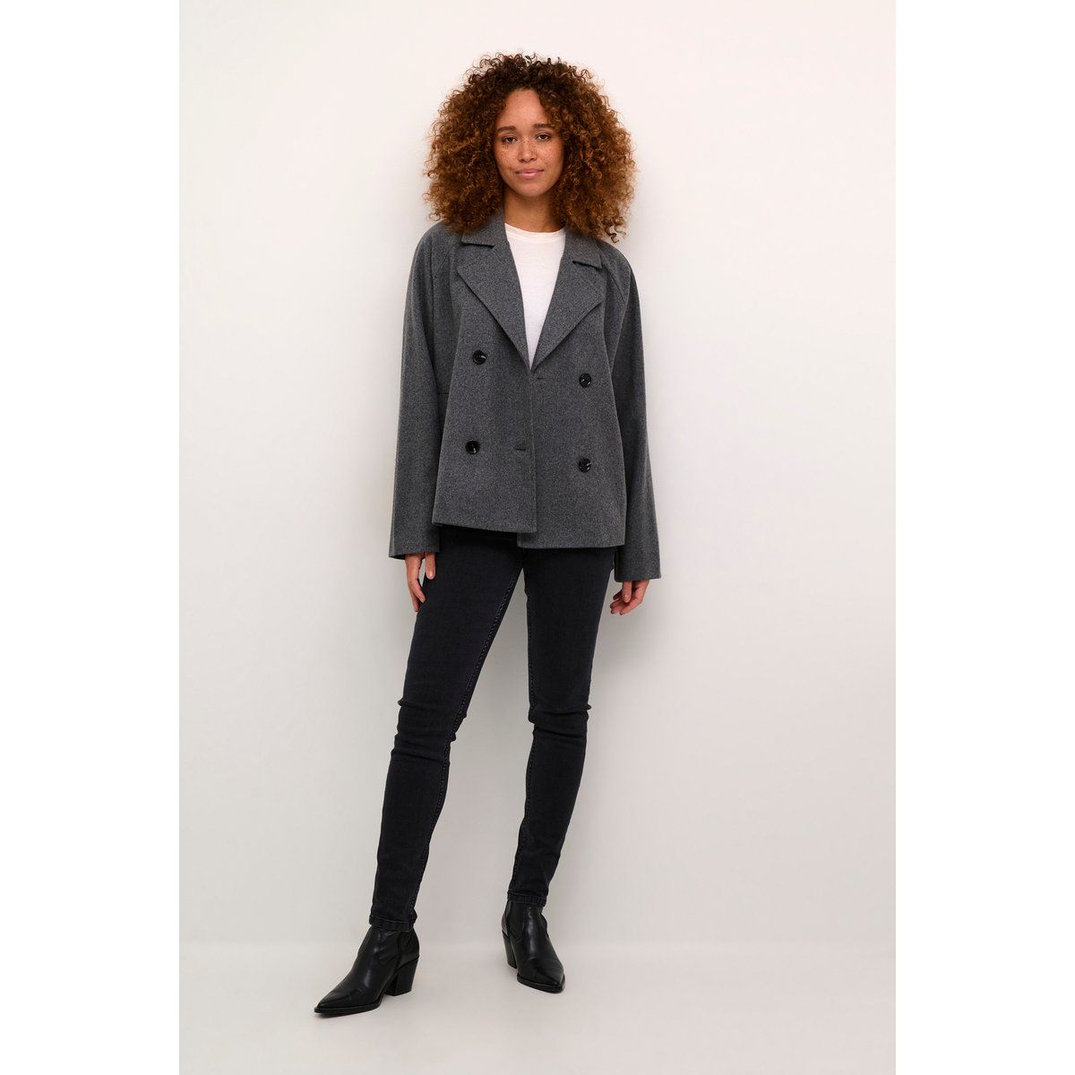 Zweireihige Kurzjacke aus Wollmischung