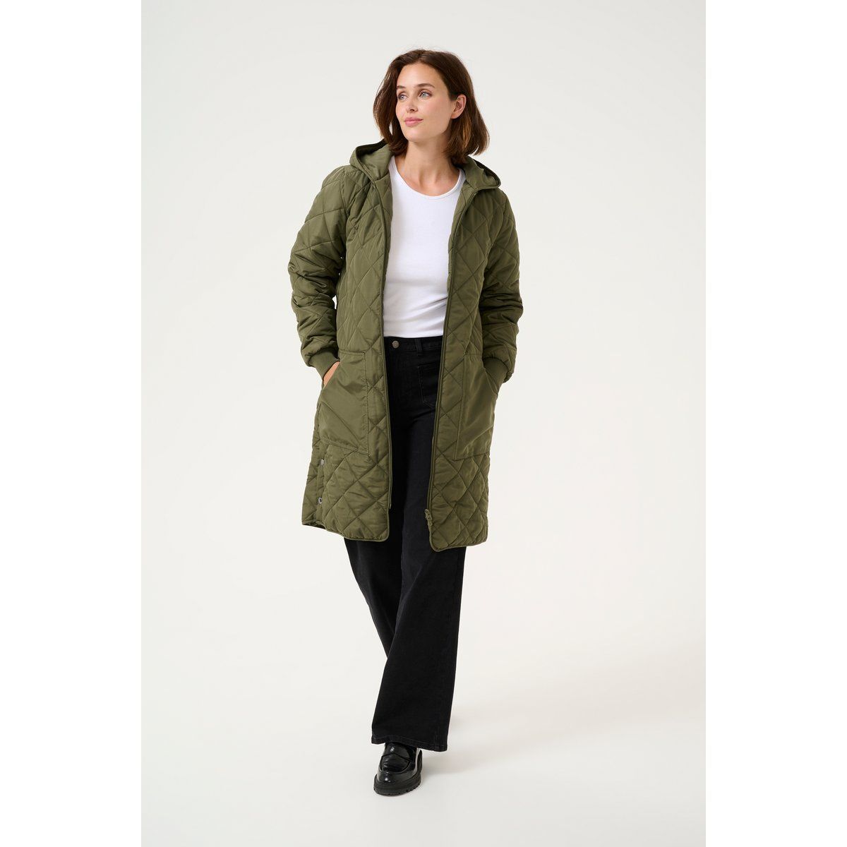 Mittellanger Parka mit Rautensteppung