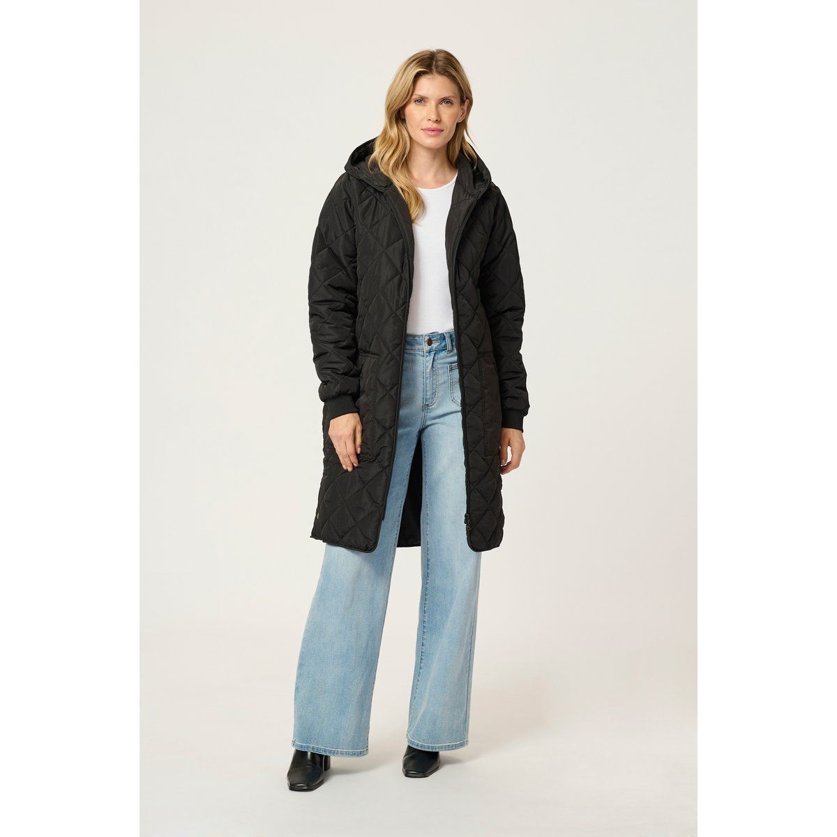 Gesteppte Kapuzen-Longjacke