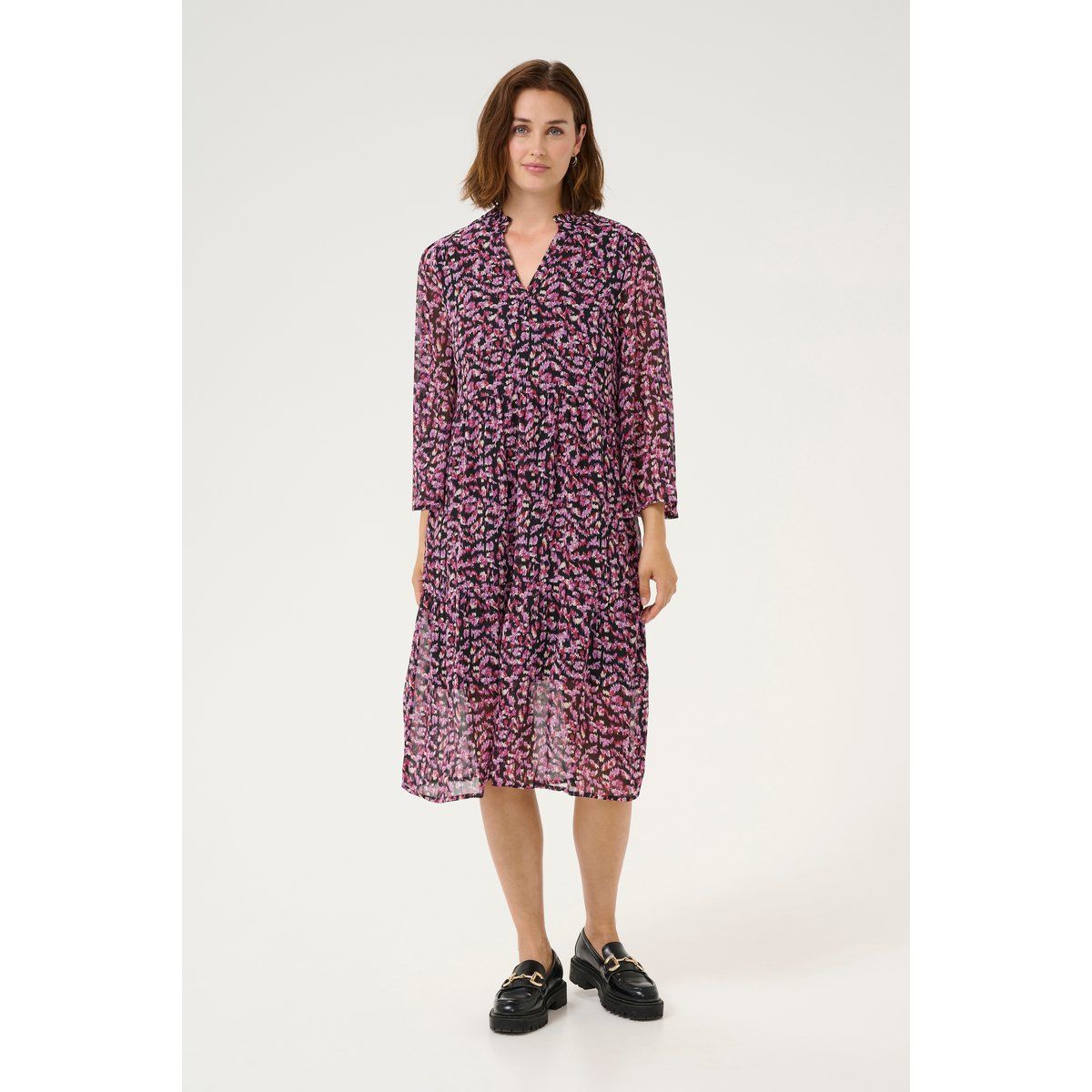 Gemustertes Stufen-Midikleid