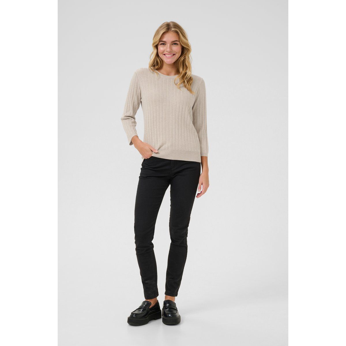 Rippstrick-Pullover mit regulärer Passform