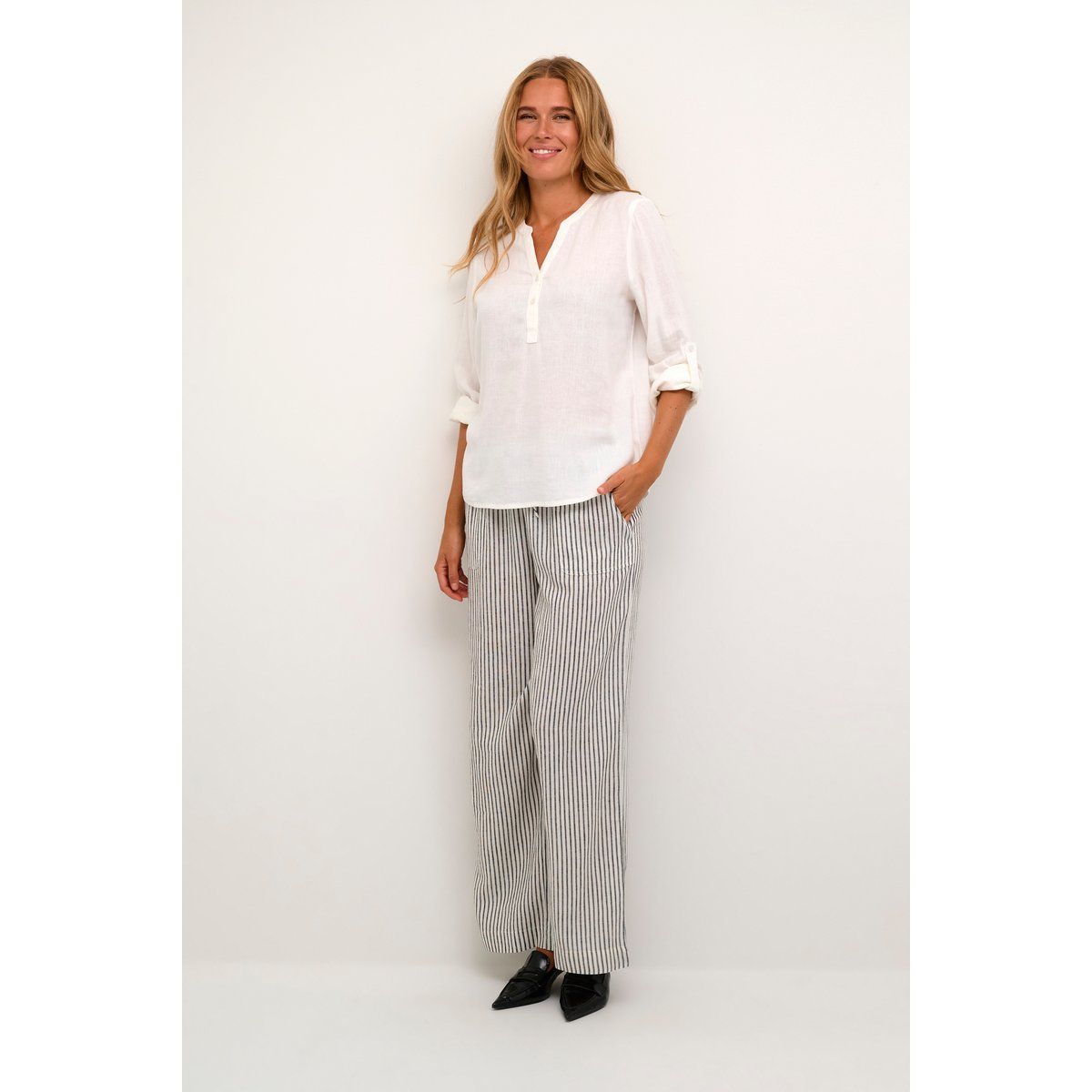 Klassische Henley-Ausschnitt Bluse