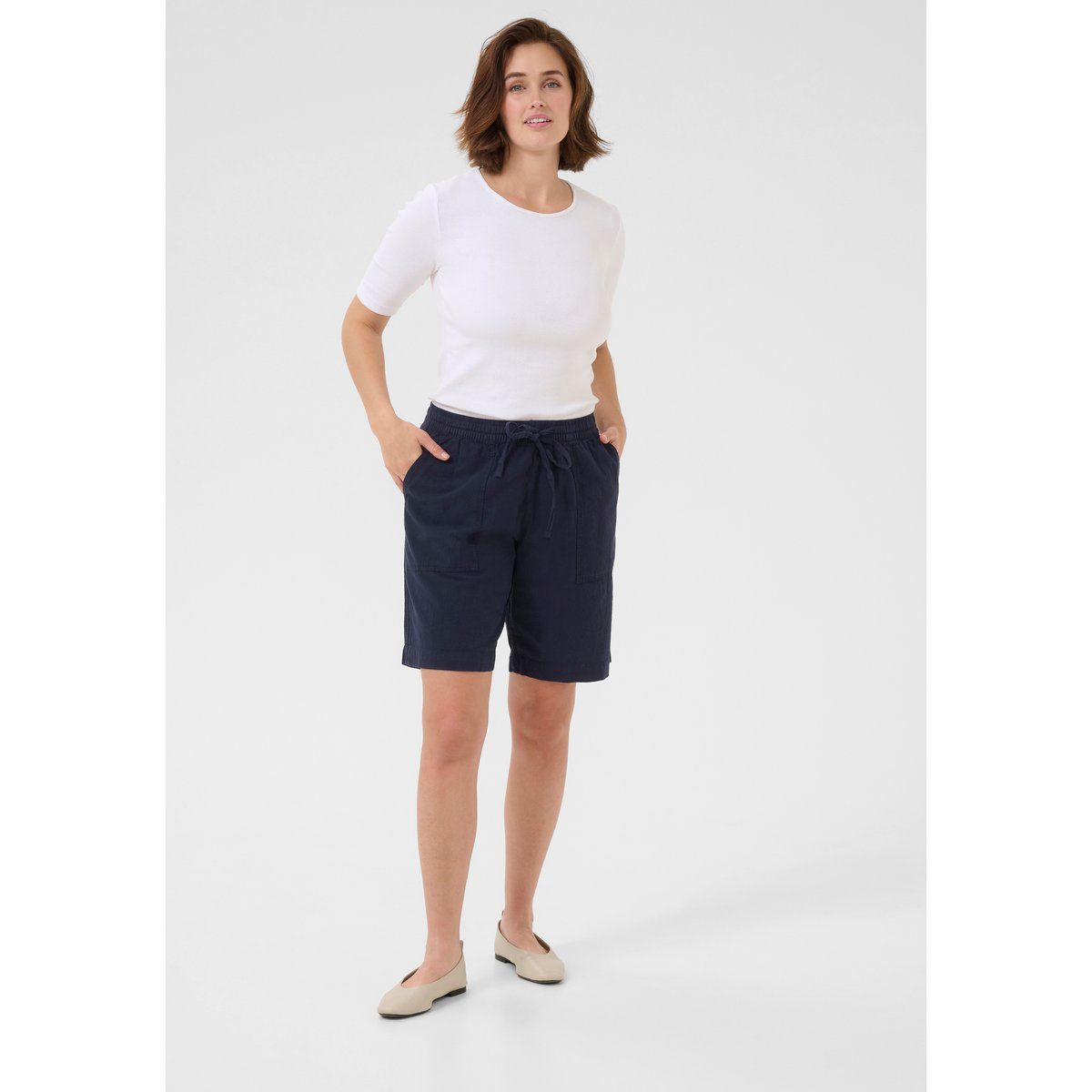 Lockere Baumwollshorts mit Tunnelzug