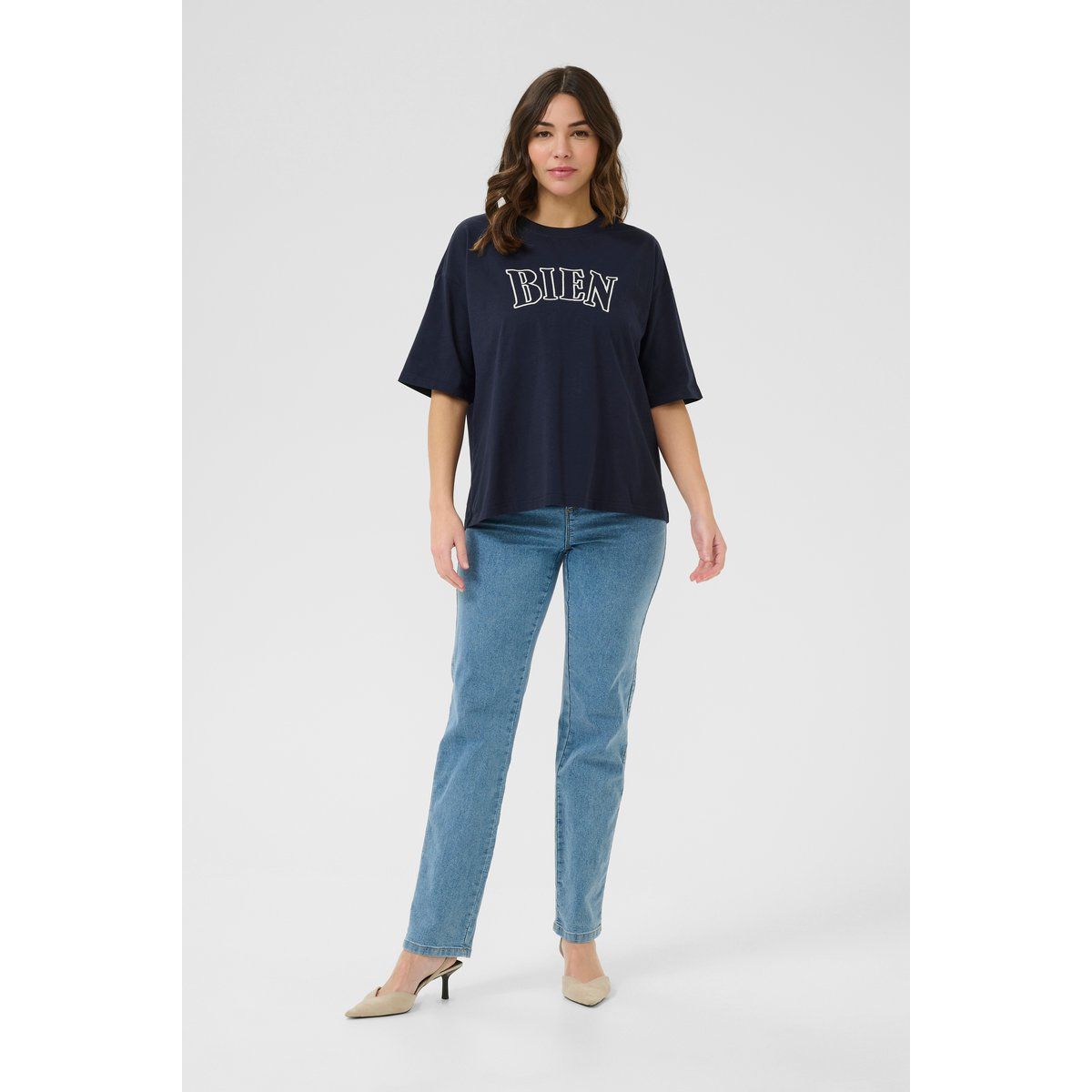 Oversize-Baumwoll-T-Shirt mit Stickerei