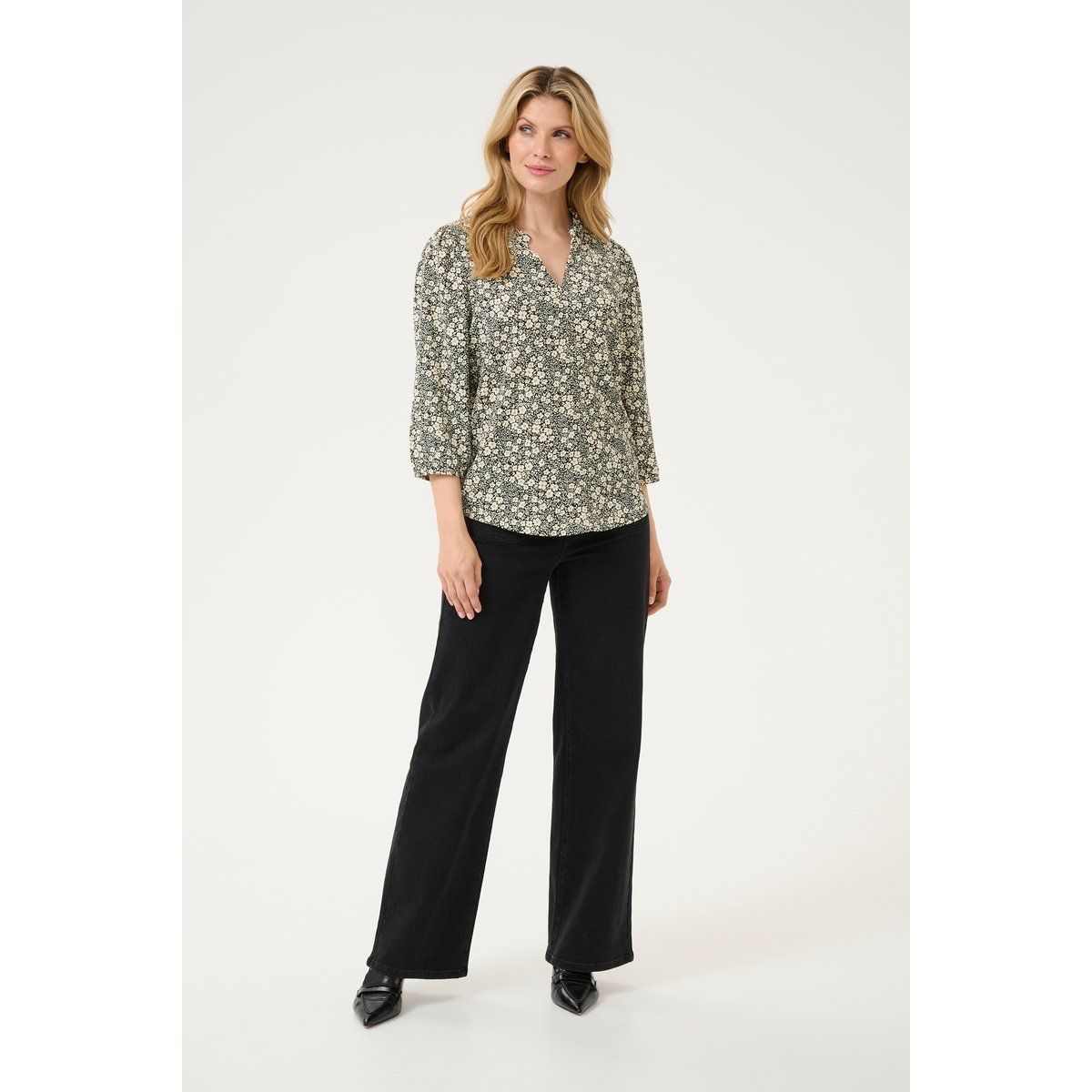 Bluse mit Blumenprint und V-Ausschnitt