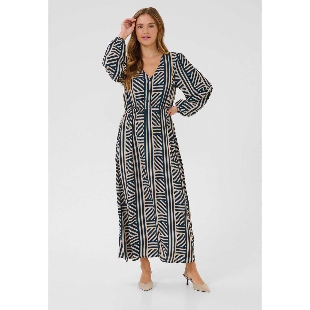 Maxikleid mit geometrischem Streifenmuster