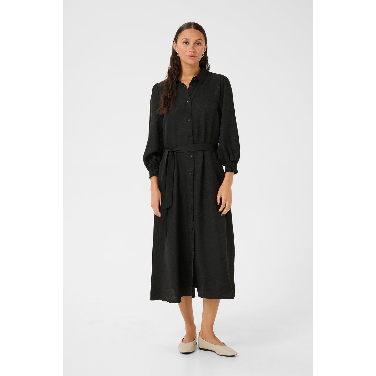 Midi-Hemdblusenkleid mit Gürtel