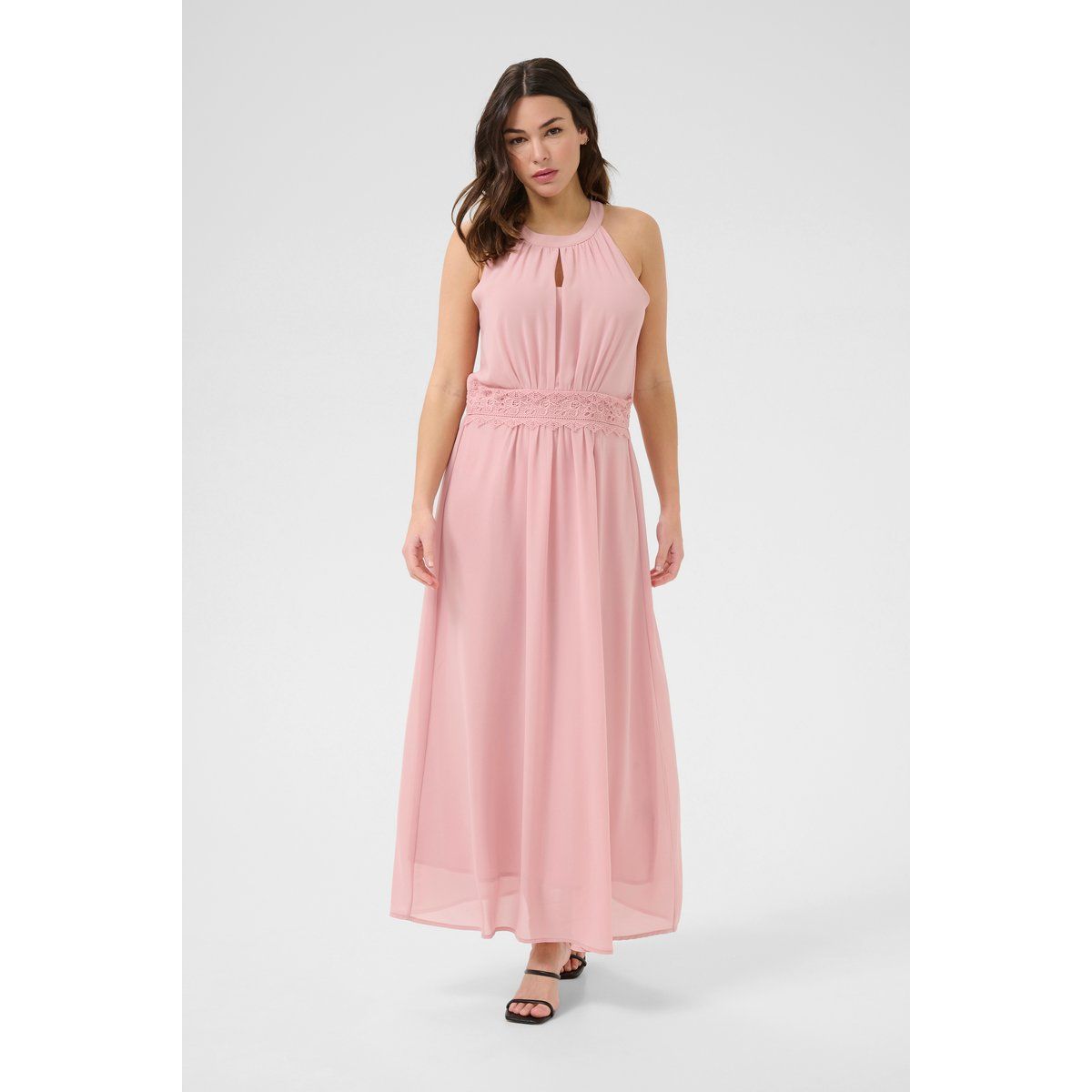 Chiffon-Maxikleid mit Spitzentaillierung