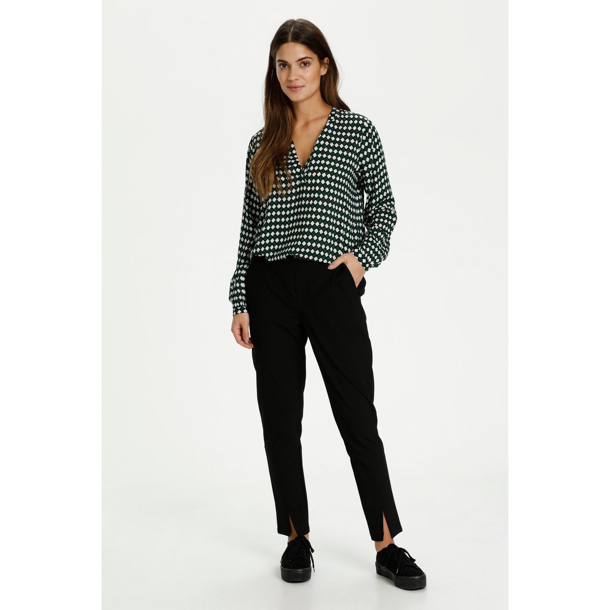 Bluse mit geometrischem Rautenmuster