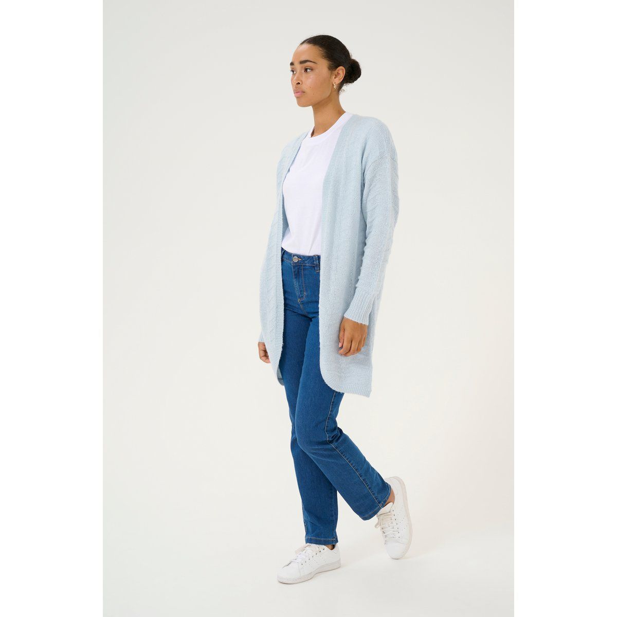Lange Strickjacke mit offener Front