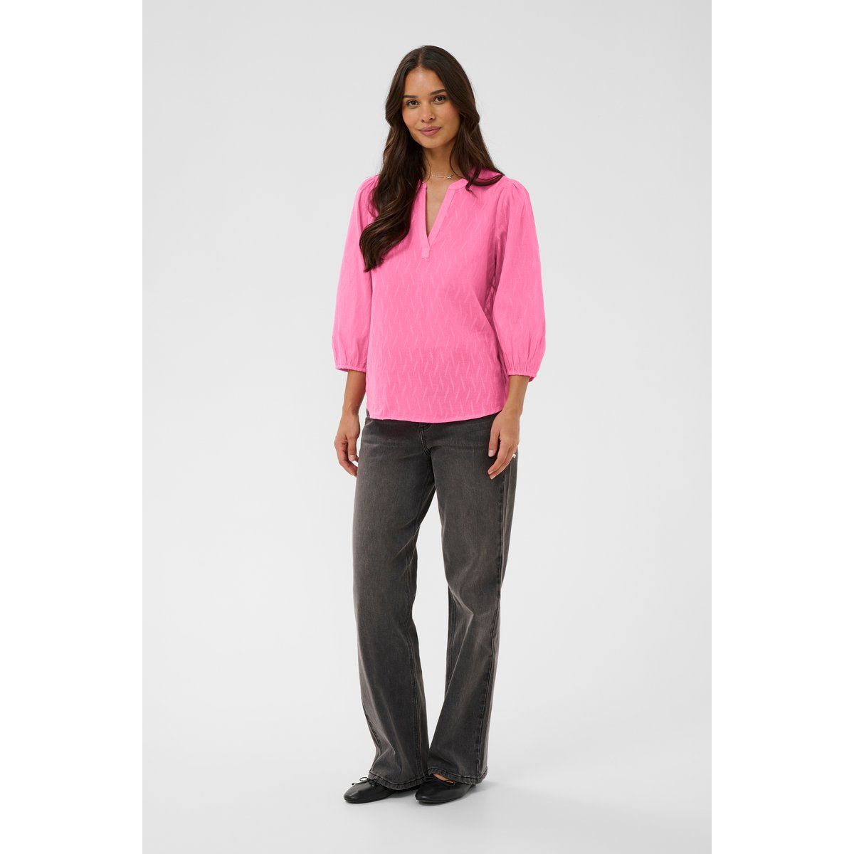 Strukturierte Bluse mit 3/4-Arm