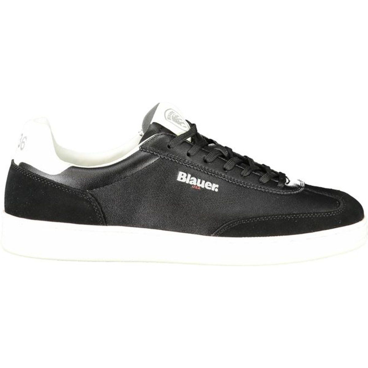 Flacher Sneaker aus Leder und Wildleder