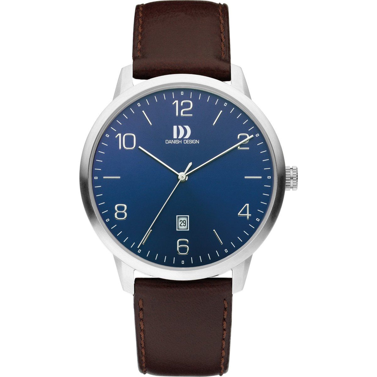 Minimalistische Uhr mit blauem Zifferblatt