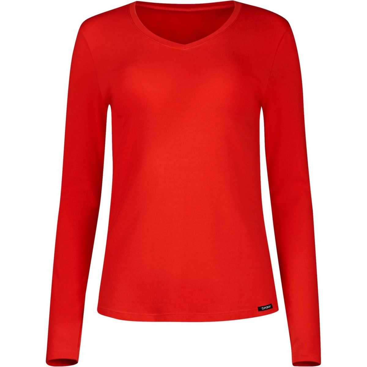 Langarm-Loungeshirt mit V-Ausschnitt
