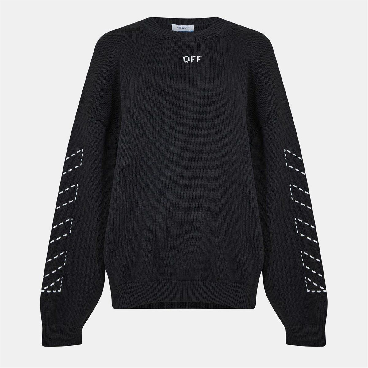 Bestickter Rundhals-Strickpullover