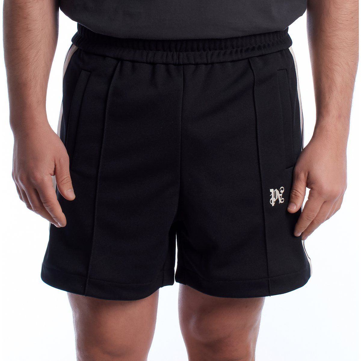 Monogrammierte Trainingsshorts mit Streifen