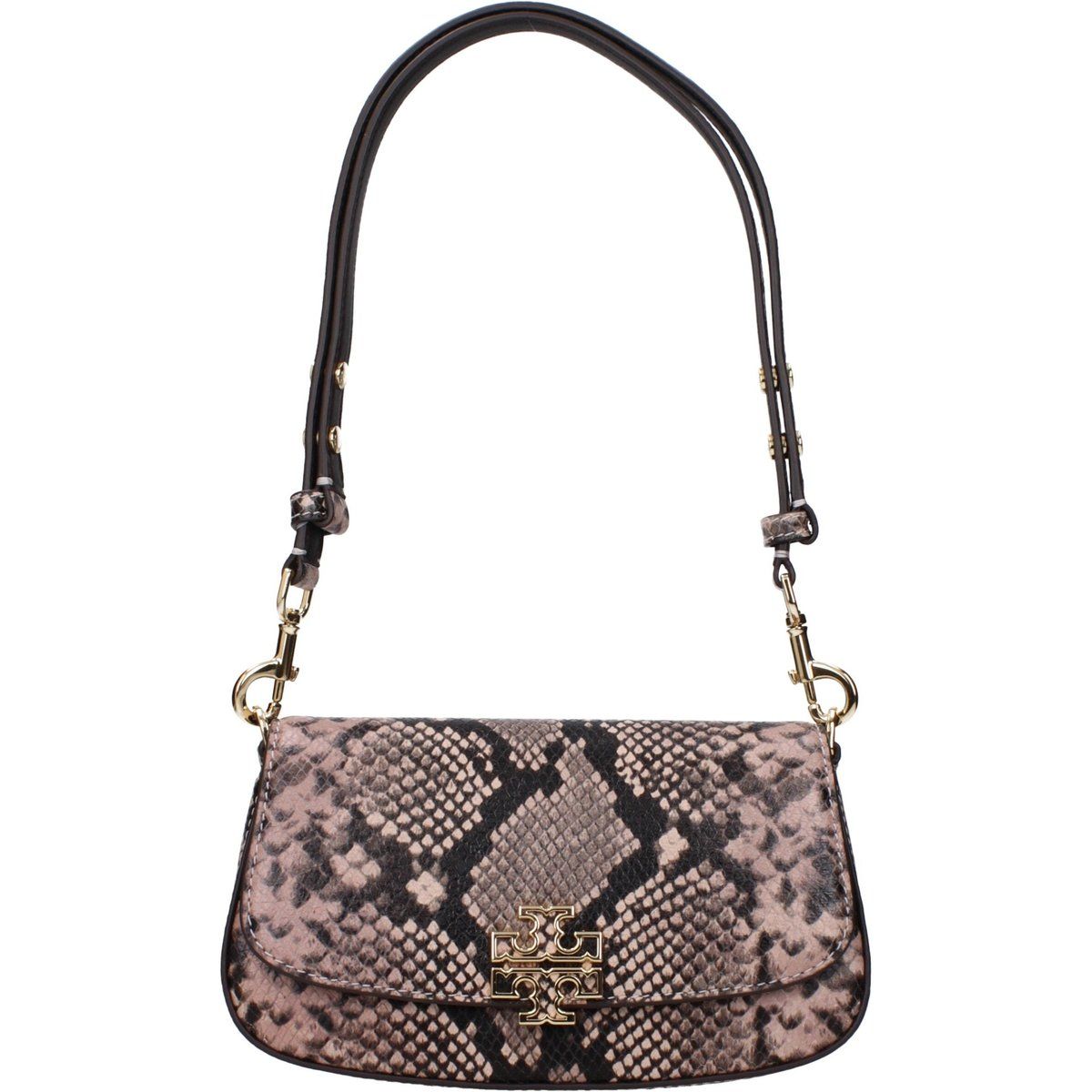 Leder-Schultertasche mit Schlangenprägung