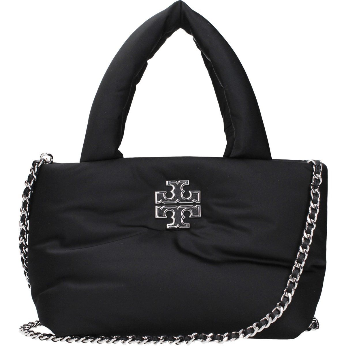 Wattierte Nylon-Handtasche mit Kette