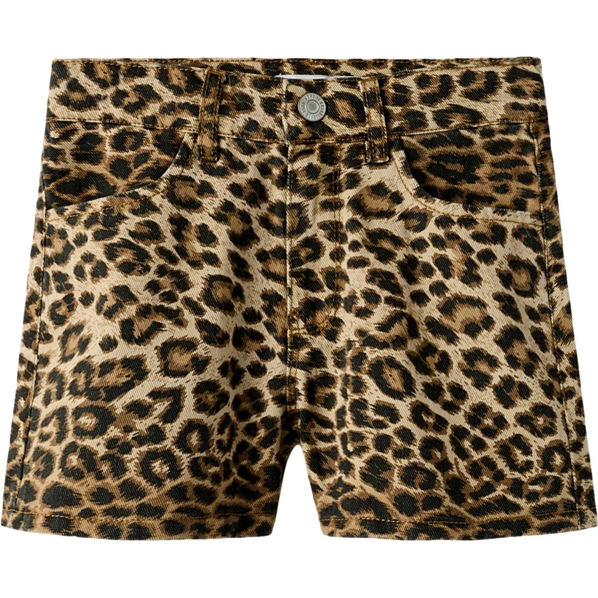 Denim-Shorts mit Leopardenmuster