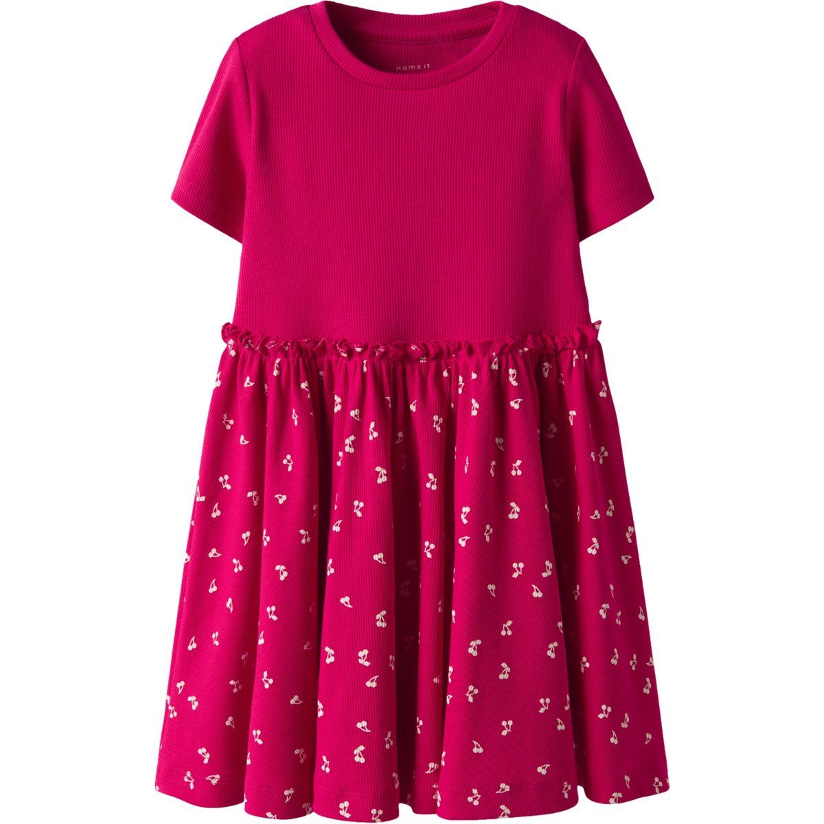 Rippstrick-Skaterkleid mit Kirschmuster