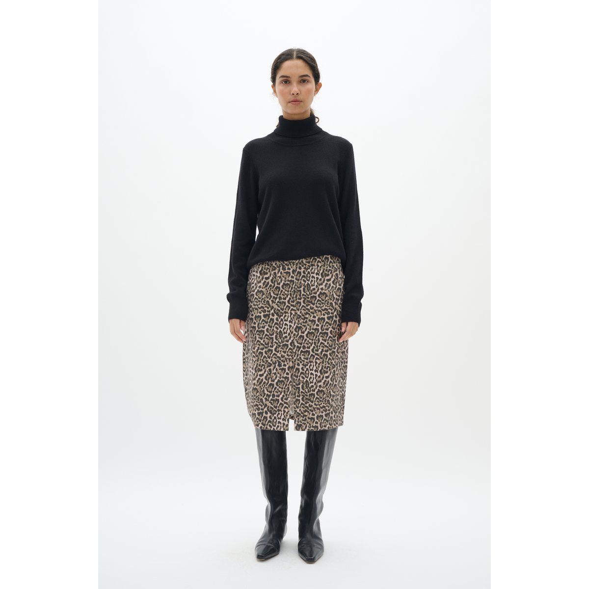 Bleistift-Jeansrock mit Leopardenmuster