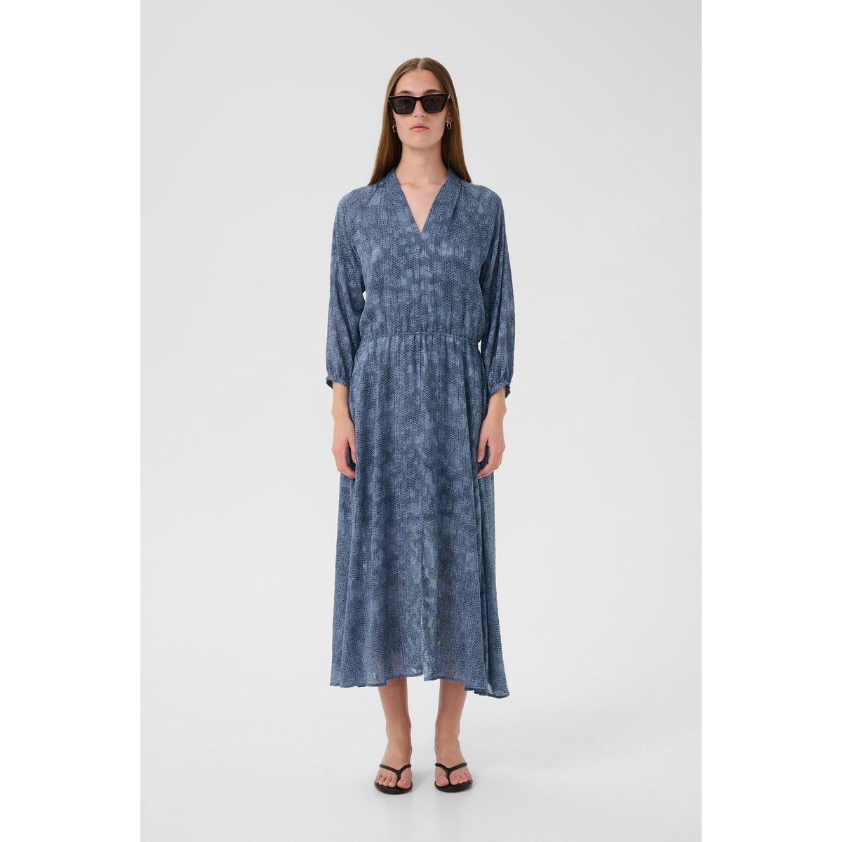 Gemustertes Midikleid mit elastischer Taille