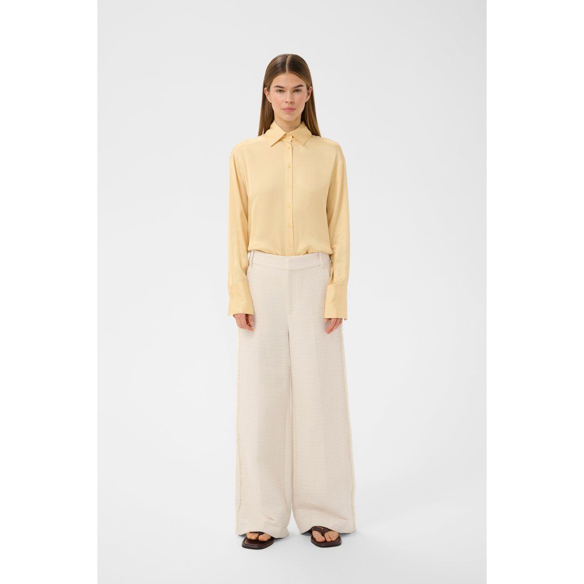 Strukturierte Weite Hose mit hohem Bund