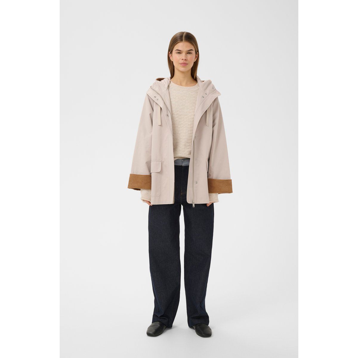 Boxige Übergangsjacke mit Kapuze