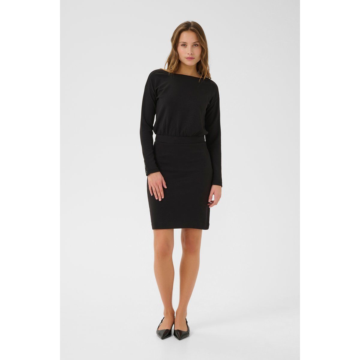 Lockeres Jerseykleid mit U-Boot-Ausschnitt