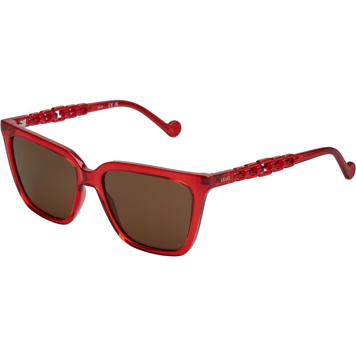 Rote Sonnenbrille mit eckigem Acetatrahmen