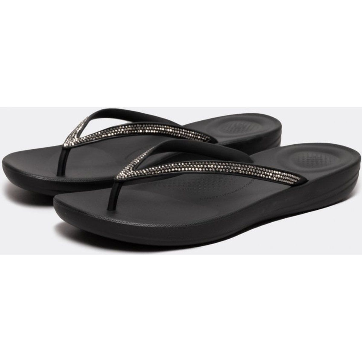 FitFlop Iqushion Sparkle Damen Gummizehenstegsandalen In Schwarz