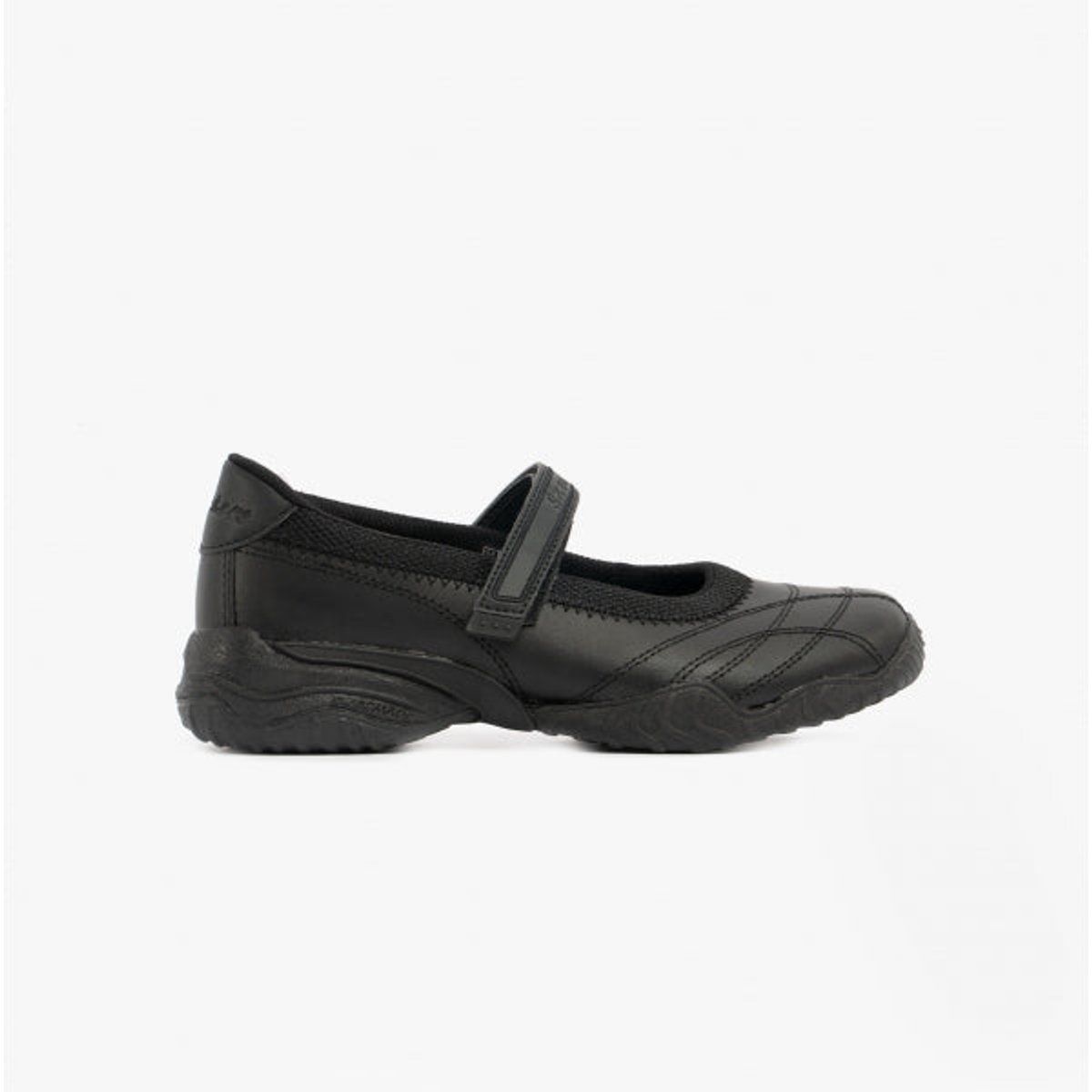 VELOCITY POUTY Mädchen Leder-Schulschuhe Schwarz