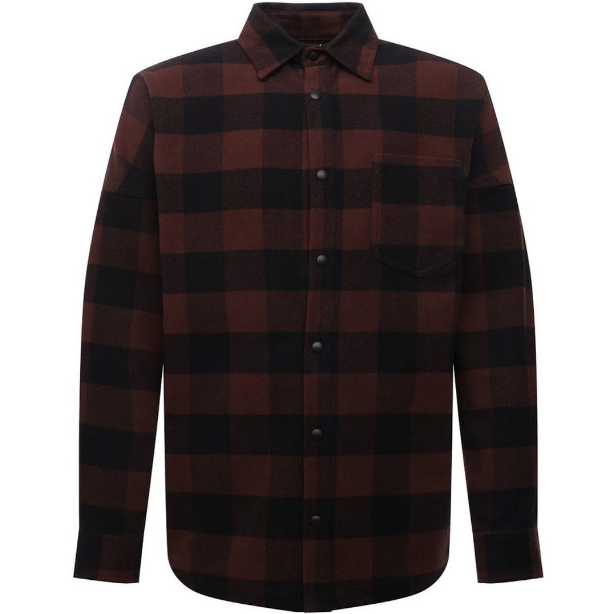 Braune Flanell-Overshirt-Jacke mit Buffalo-Check