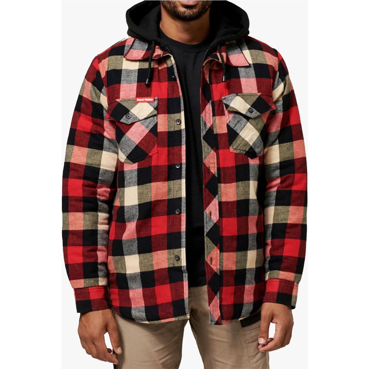 Hard Yakka GESTEPPTES FLANELL Herren Hemdjacke Rot