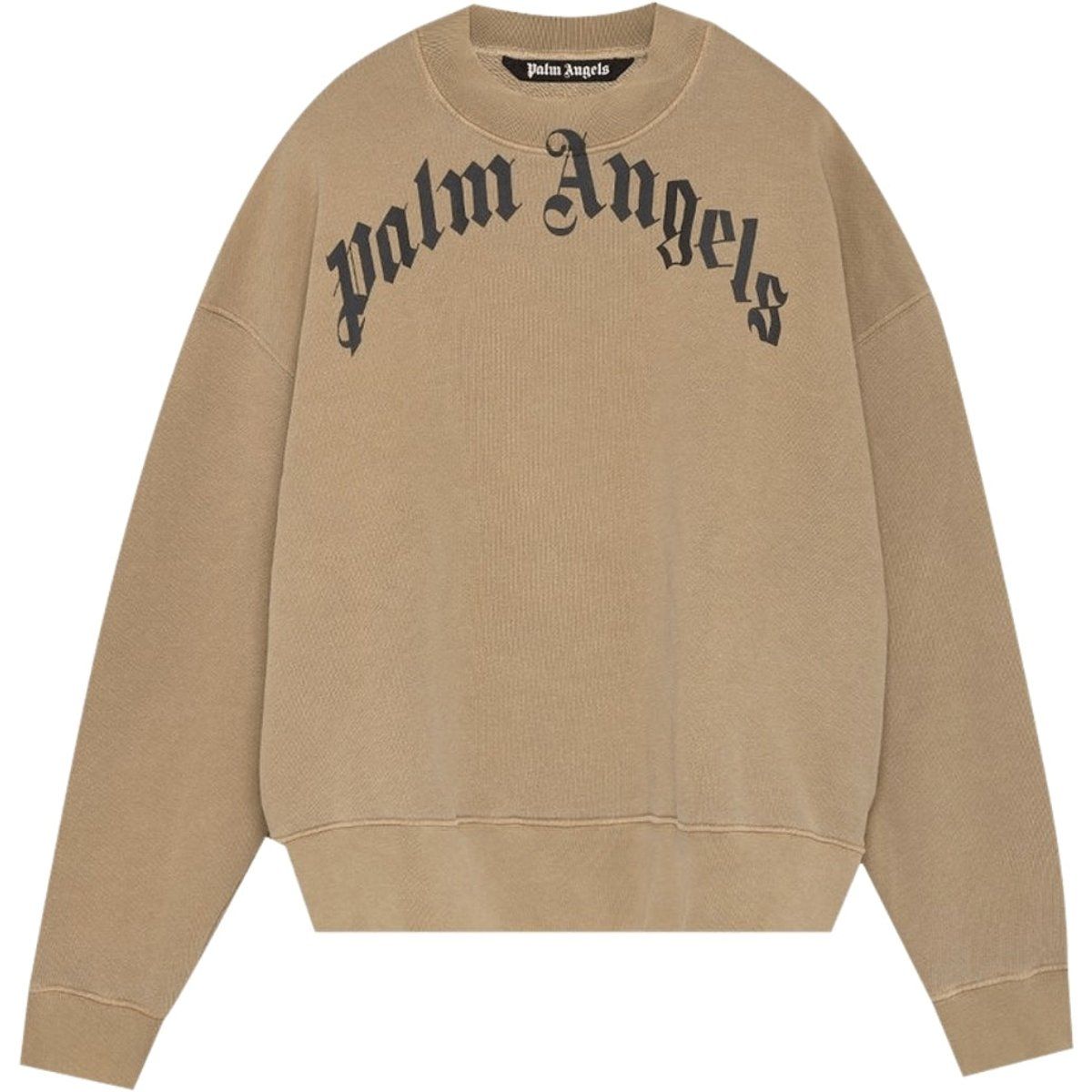 Beiges Baumwoll-Sweatshirt mit Logo-Print