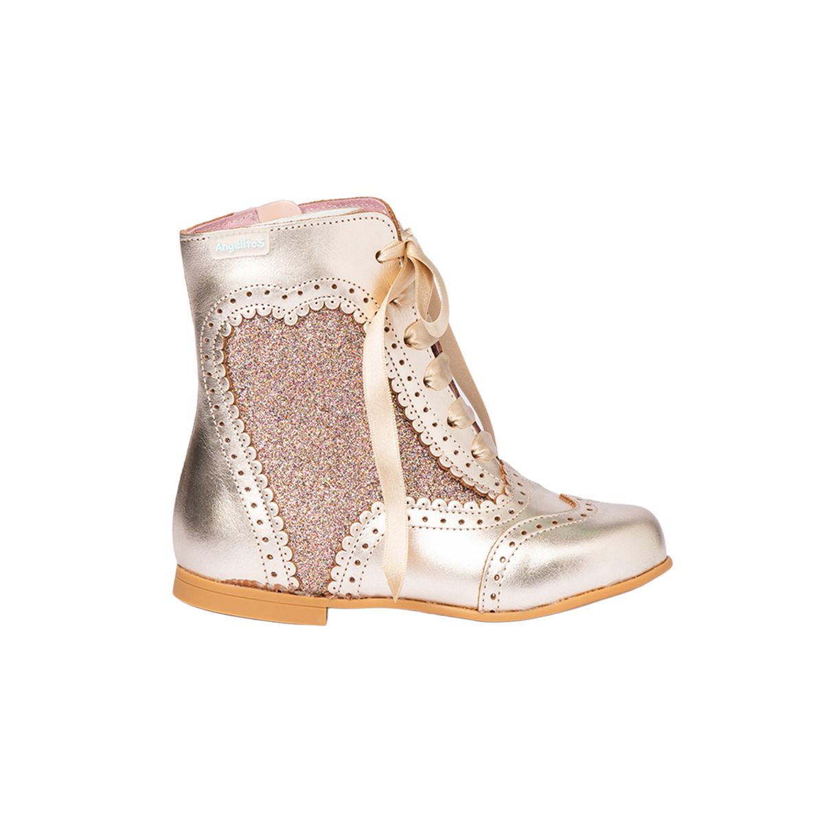 Funkelnder goldener Schnürstiefel