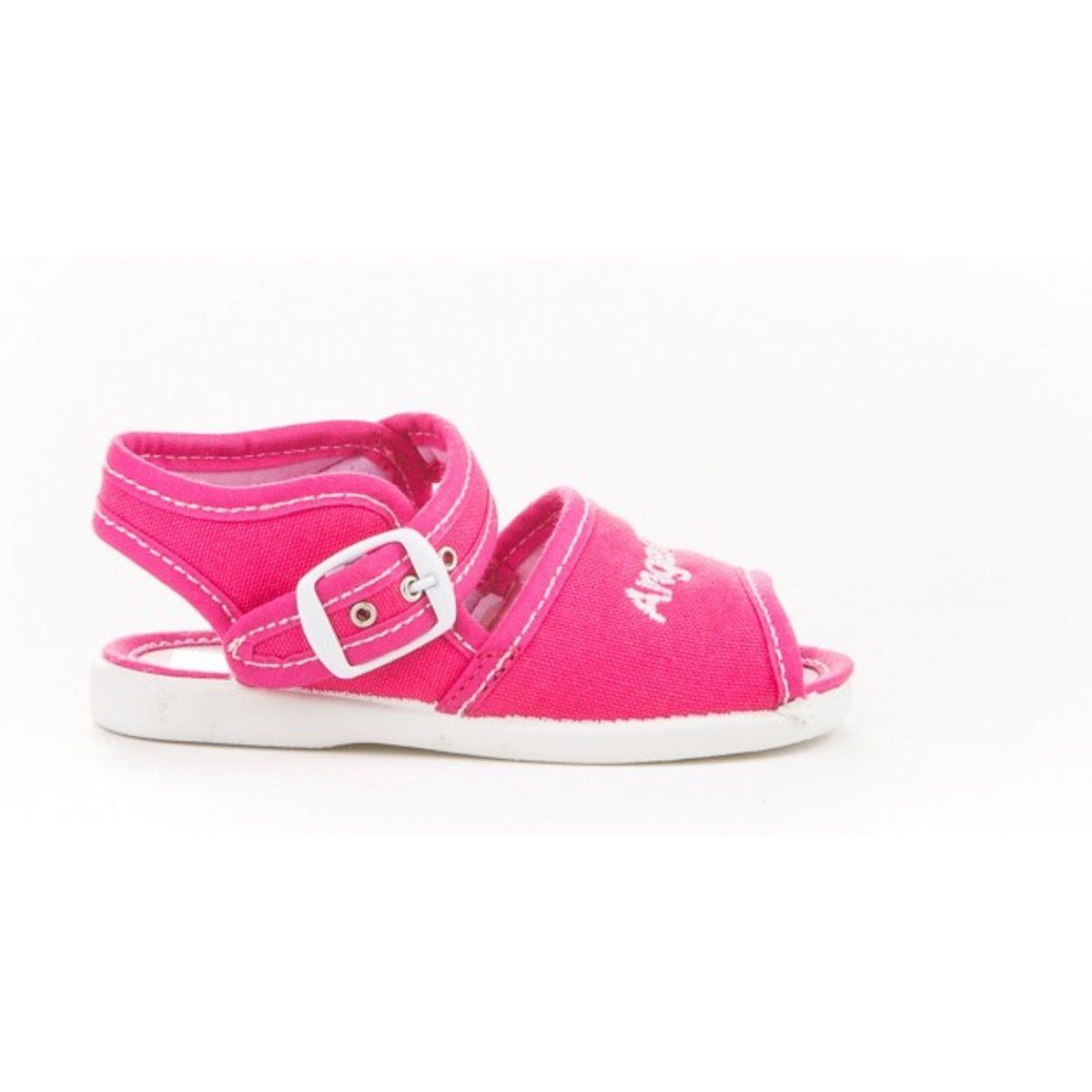 Fuchsiafarbene Canvas Sandale mit Schnallenriemen