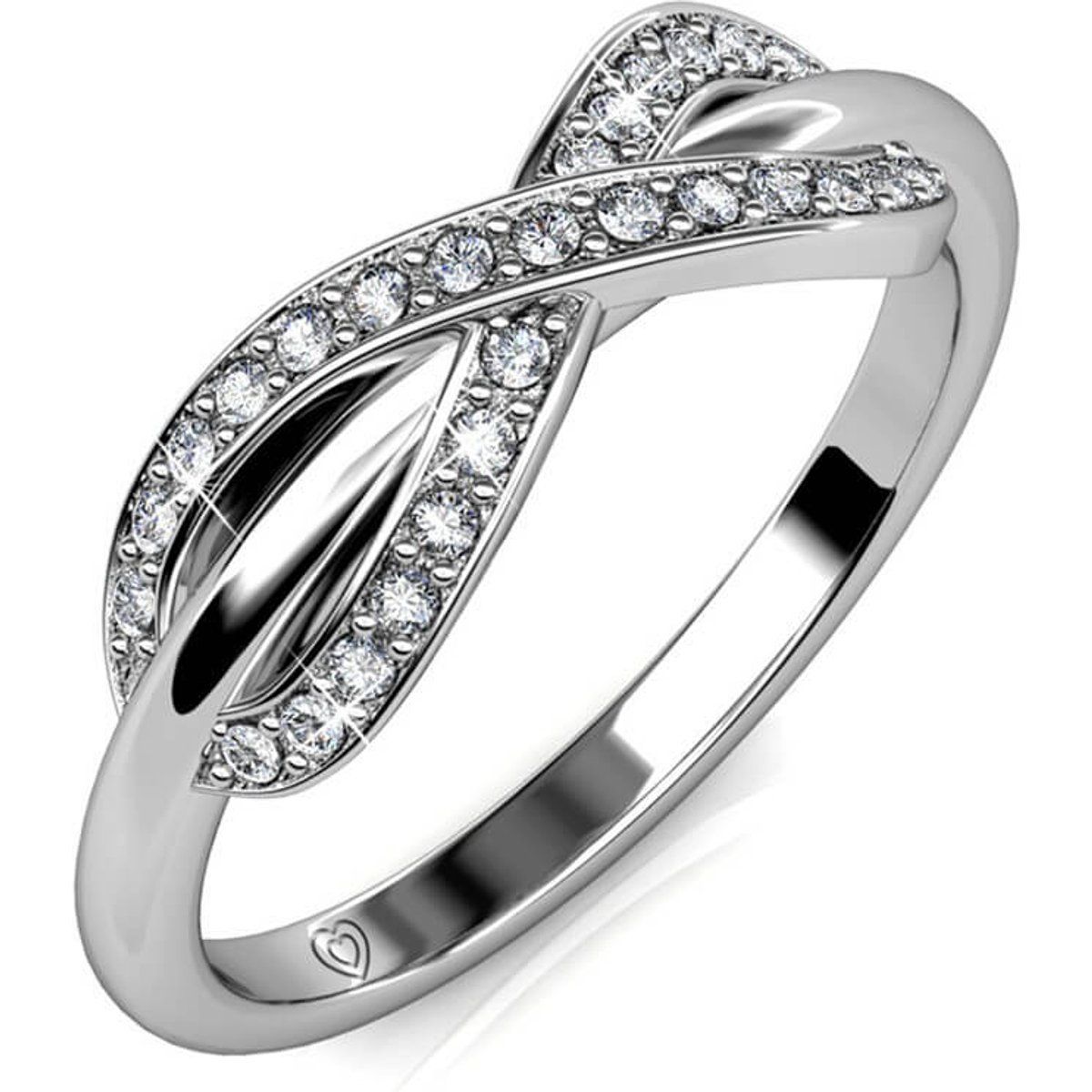 Silberner Kristall Infinity Ring