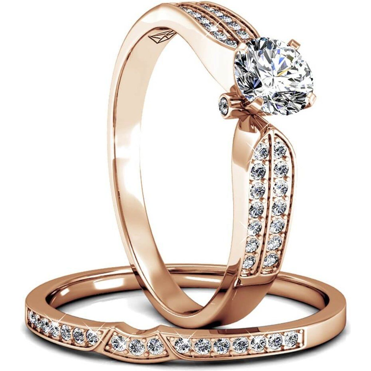 Elegantes Brautring-Set aus Roségold
