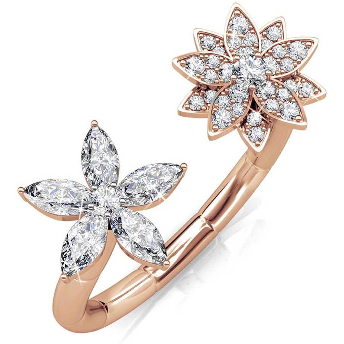 Offener Ring mit Blütenmotiven