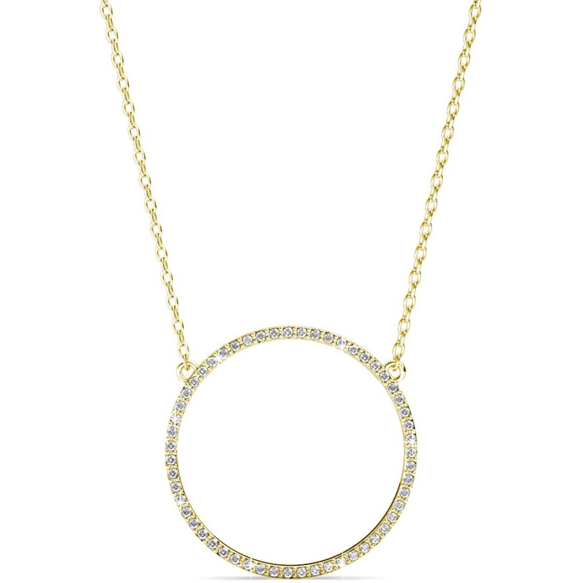 Kristall-Kreis-Anhänger Halskette in Gold