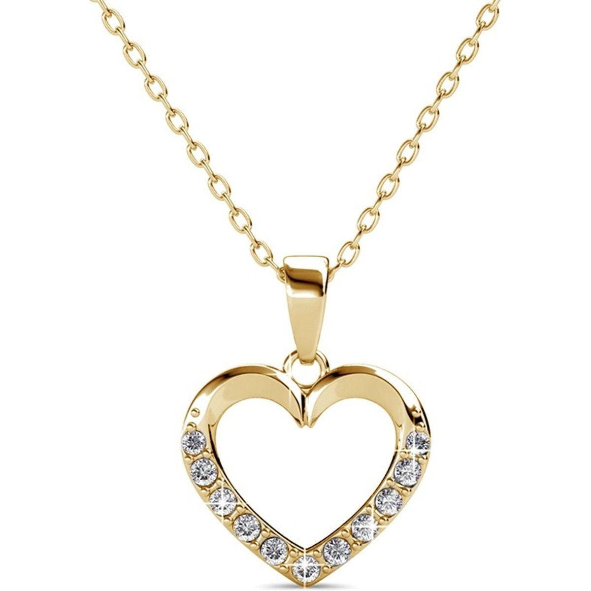 Elegante Herzkette mit Kristallbesatz
