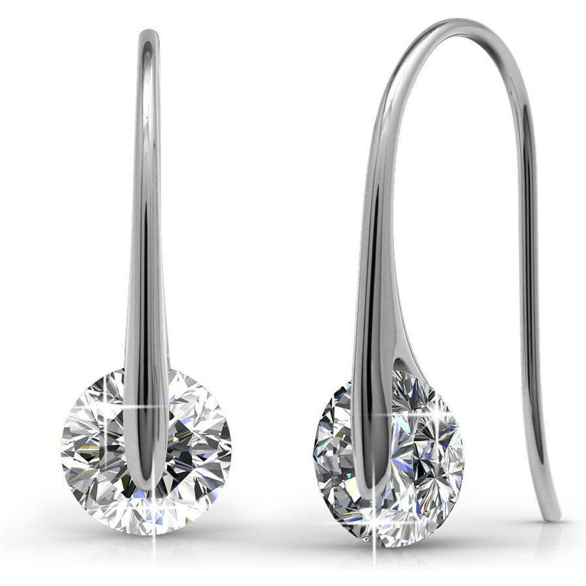 Kristallohrringe mit Silber Finish