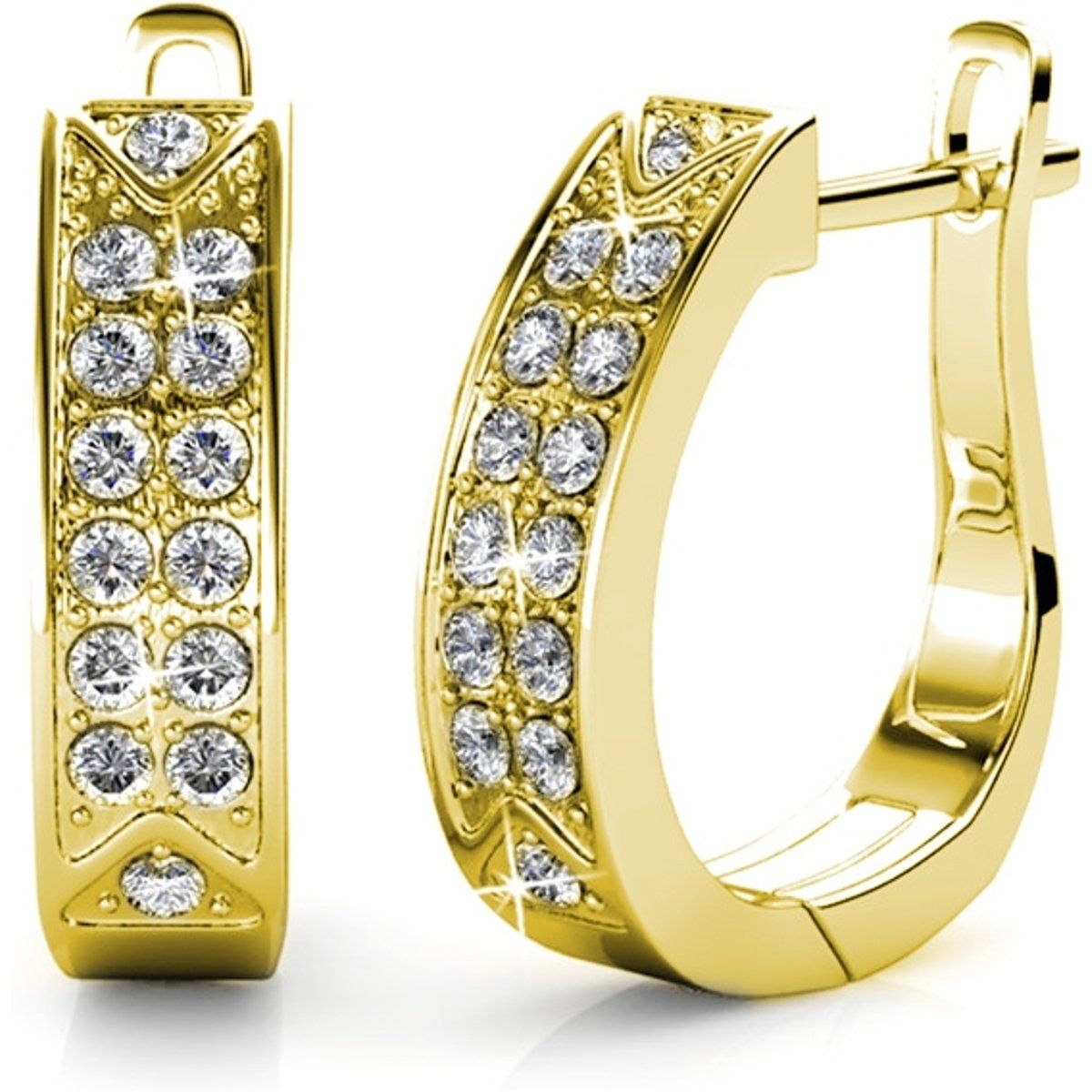 Elegante goldene Creolen mit Kristallbesatz