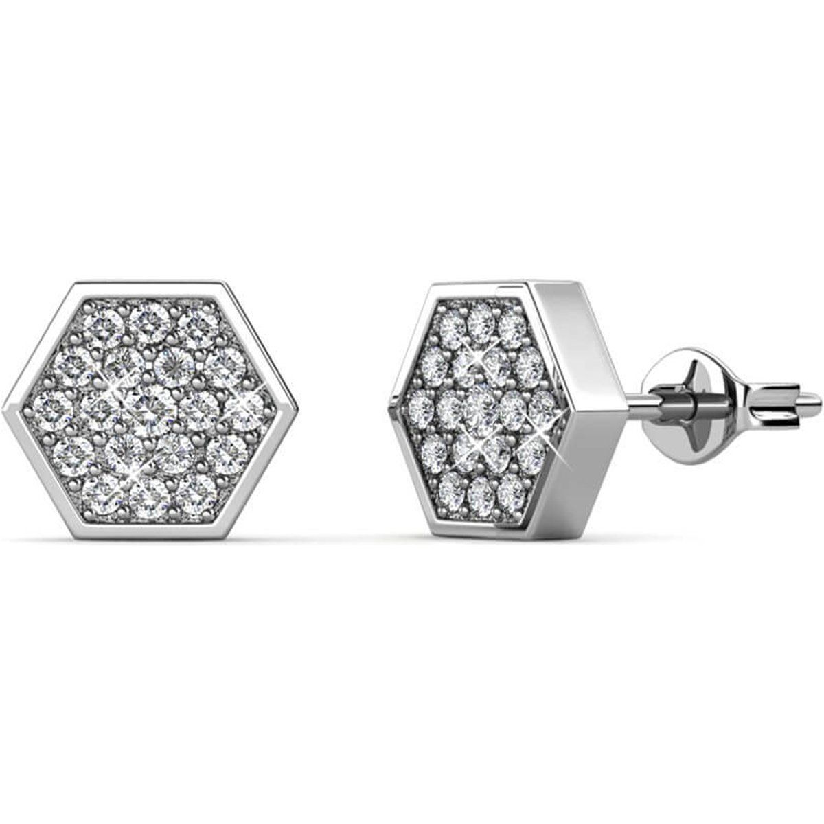 Geometrische Pave Sechseck Ohrstecker