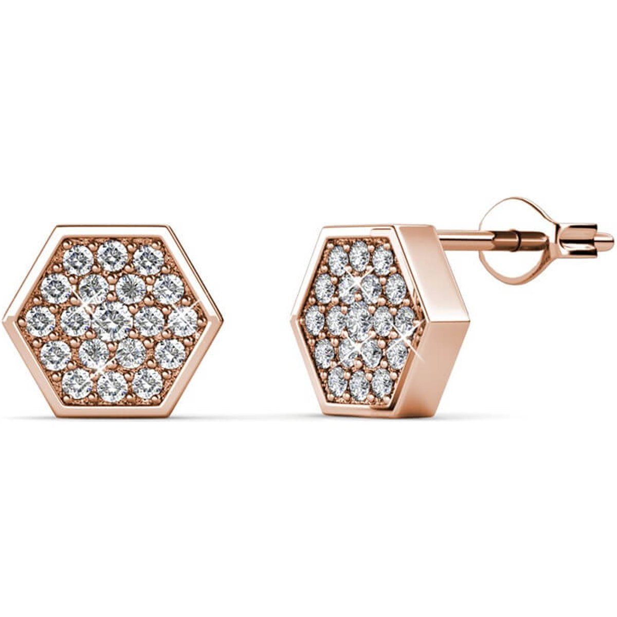 Sechseckige Ohrstecker Roségold